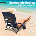 thumbnail image 3 of UMINEUX Low Beach Chairs for Adults, Folding Portable Lightweight Chair with Cup Holder, Nvay Blue, 3 of 8