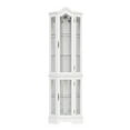 thumbnail image 6 of BELLEZE Lighted 3-Side Glass Display Curio Cabinet w/ Tempered Glass Doors and Shelves, Curved Wood Corner Cabinet with Bulb, Corner Storage Decoration Rack for Living room & Bedroom Loraine (White), 6 of 6