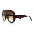 thumbnail image 6 of Bold Oversized Shield Thick Plastic Retro Racer Fashion Sunglasses All Brown, 6 of 8