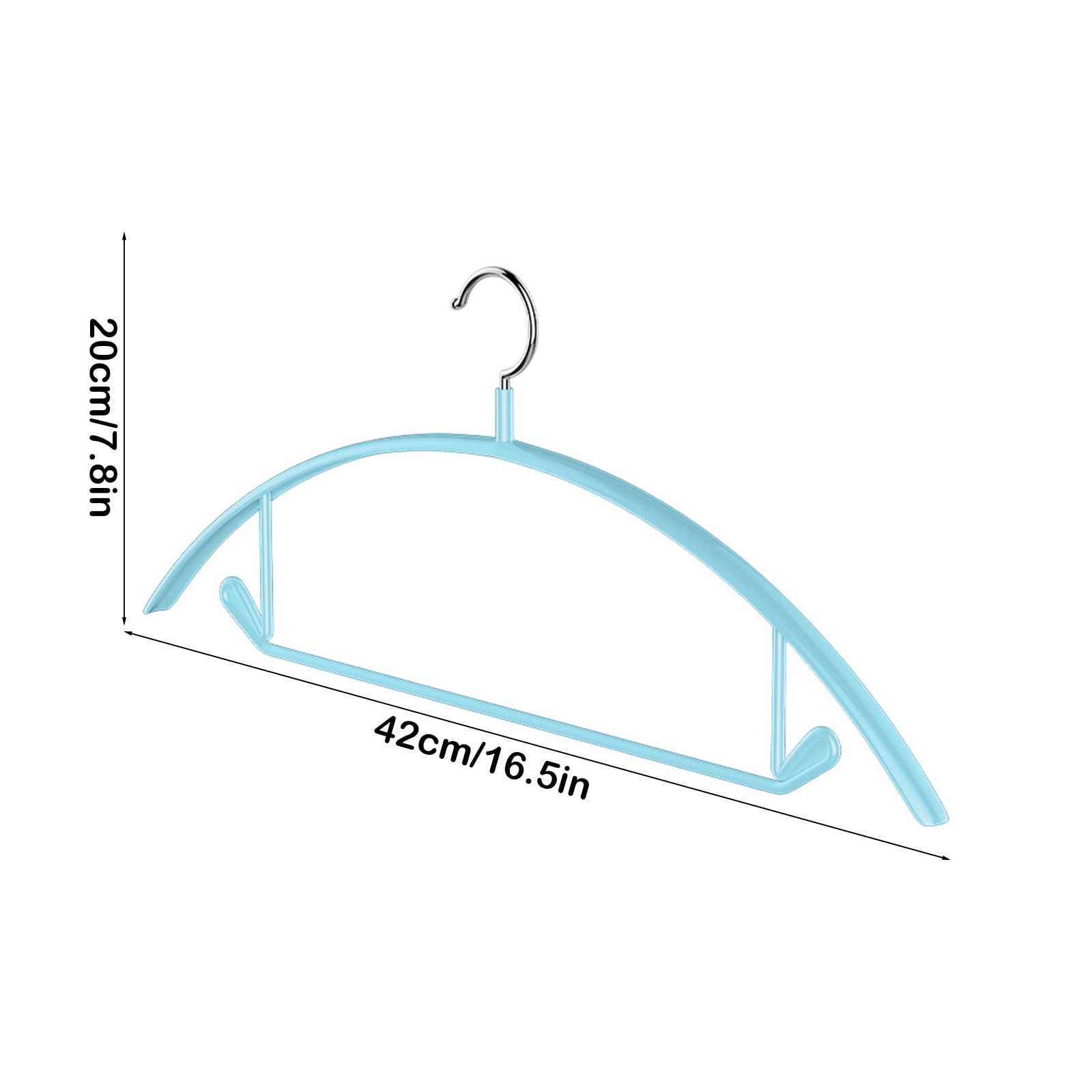 AUHomi 16.5 Inch Non-Slip Rubber Coated Clothing Hangers, No Shoulder Bumps No Mark, Steel Hanger for Sweater T-Shirt Suit Coat Uniform with Pants Bar Pack of 10 (Blue)