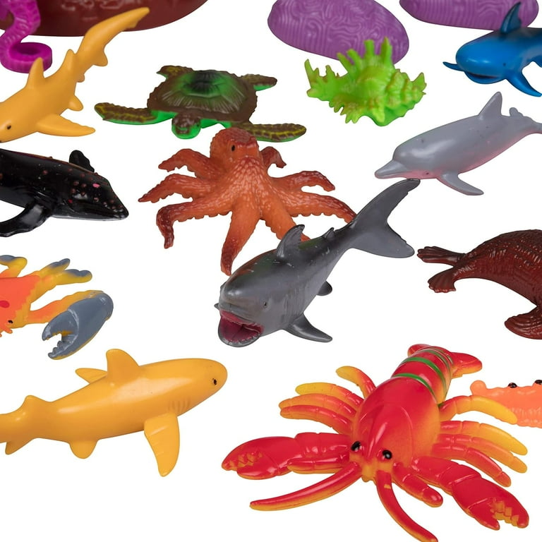 Ocean Life Set - 34pc Sea Creature Play Figures and Accessories in