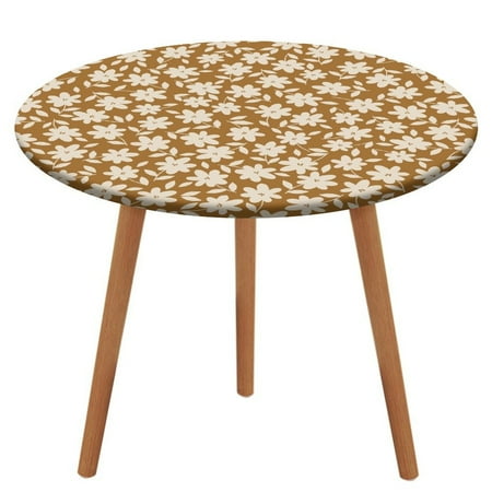 

Bybiment Round Fitted Tablecloth with Elastic Edge Cute Floral Pattern Decorative Tablecloth Table Cover 43 Inch