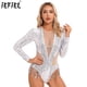 thumbnail image 2 of Traje de baile latino para mujer, traje de lentejuelas brillantes de manga larga con borlas, leotardo, Ropa de baile, mono transparente con cuello falso y espalda abierta, 2 of 5