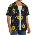 thumbnail image 4 of Vsdgher Sunflowers Print Men's Wrinkle Free Untucked Cuban Shirt Business Casual Button Down Shirts Short Sleeve Shirt, 4 of 7