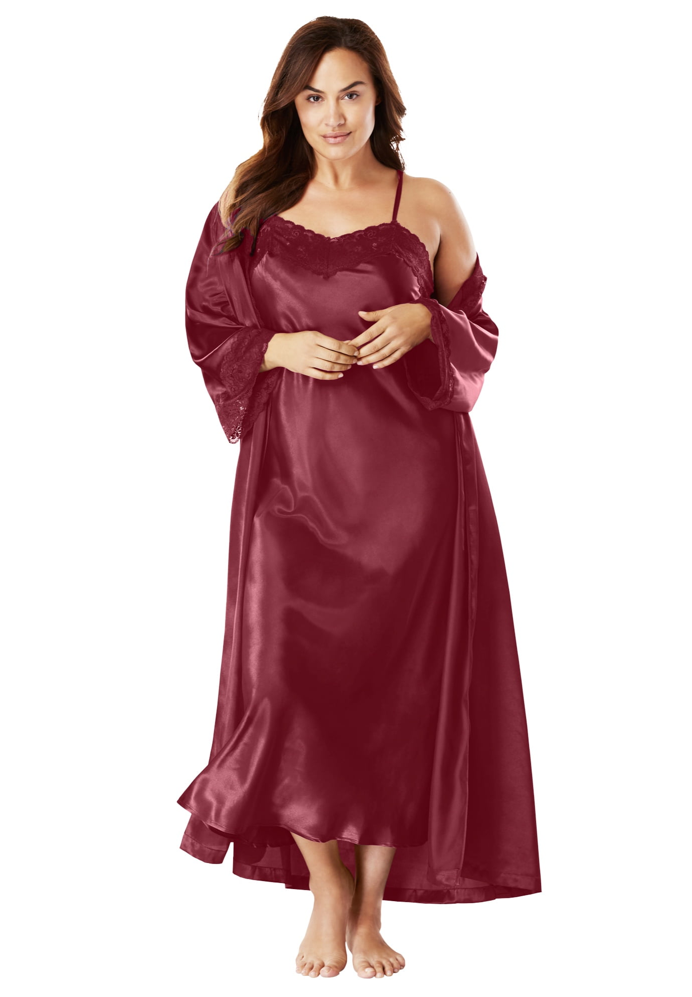 plus size long satin nightgowns and robes