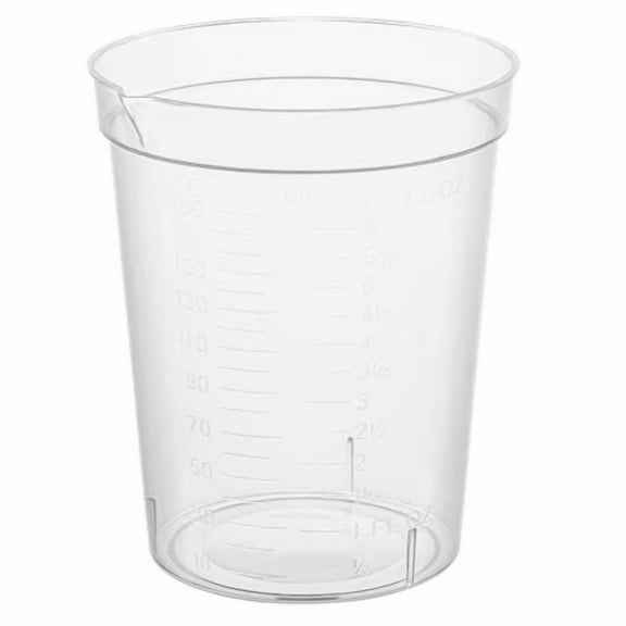 Comfort Axis 6.5 Ounce Transparent Graduated Plastic Beaker Clear Measuring Cups with Pour Spout for Art, Kitchen, Cooking, Medicine, Resin, Epoxy & Science Experiment (25 Pack)
