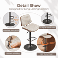 thumbnail image 6 of EOP Modern Upholstered Barstools Set of 4, Adjustable Height Counter Stools with Bentwood, Faux Leather Swivel Bar Stools with Metal Frame, Beige, 6 of 9