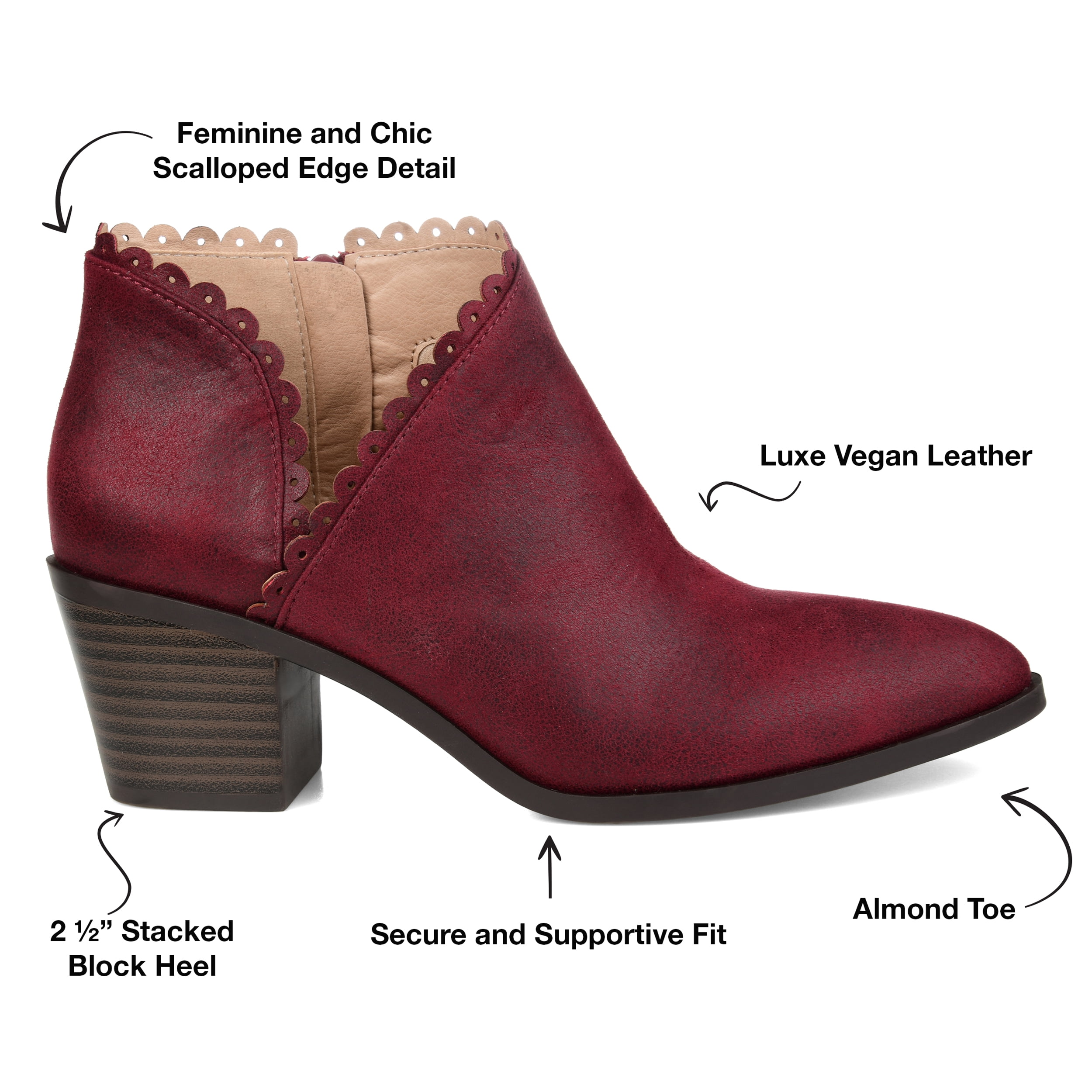 Journee Womens Tessa Inside Zip Stacked Heel Booties