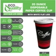 thumbnail image 2 of EcoQuality 20 oz Large Disposable Paper Cups - Classic Durable Disposable Paper Cups & White Lids For Hot/Cold Drink, Coffee, Tea, Cocoa, Travel, Office - 20 Ounce Cups (150), 2 of 4