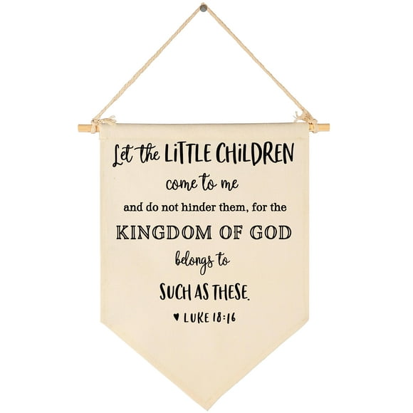 Lienzo de algodón Banner Sioial Luke 18:16 con versículos de la Biblia, 40 x 28 cm