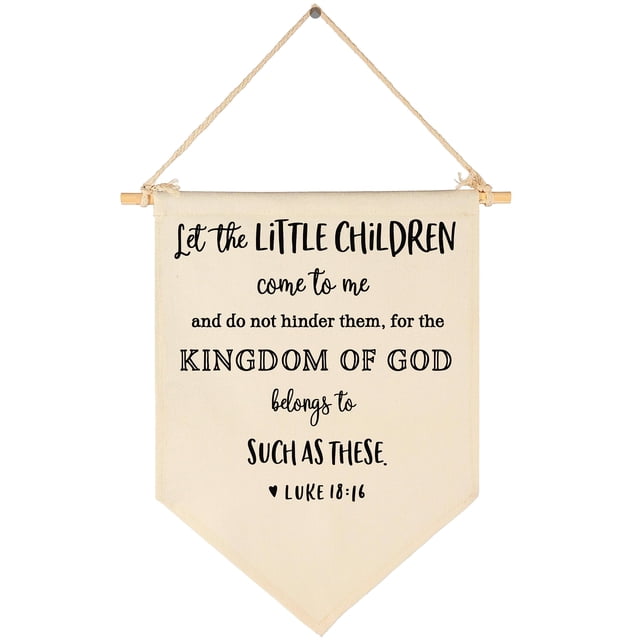 Lienzo de algodón Banner Sioial Luke 18:16 con versículos de la Biblia, 40 x 28 cm