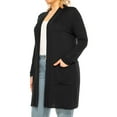 thumbnail image 2 of Women's Casual Plus Size Long Sleeve Loose Fit Solid Open Cardigan with Side Pockets, 2 of 6