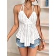 thumbnail image 5 of Women Tie Back Tank Tops Criss Deep V Neck Spaghetti Strap Backless Tanks Going Out White S, 5 of 9