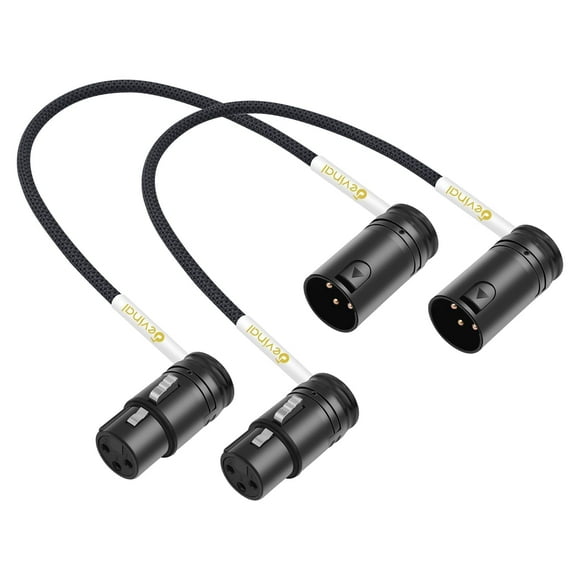 Cable XLR Devinal giratorio en ángulo recto, XLR macho a hembra, 25 cm