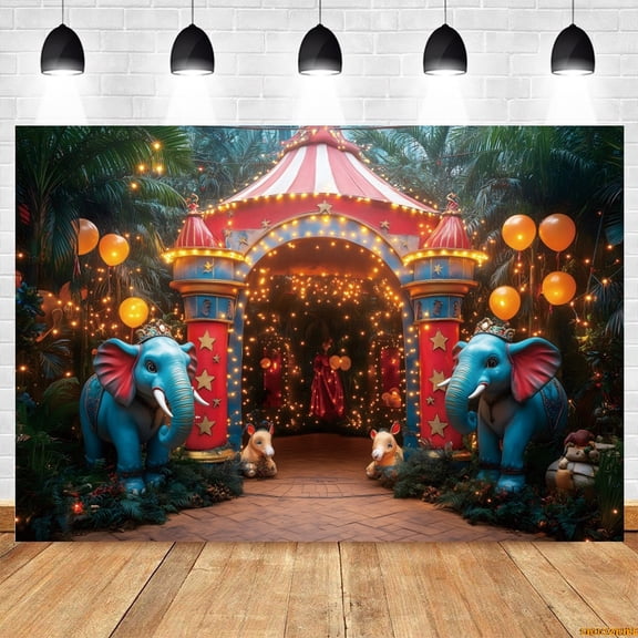 Animals Circus Backdrop Red Tt Tropical Forest Baby Shower Kids Birthday Party Photography Background r Photostudio Props