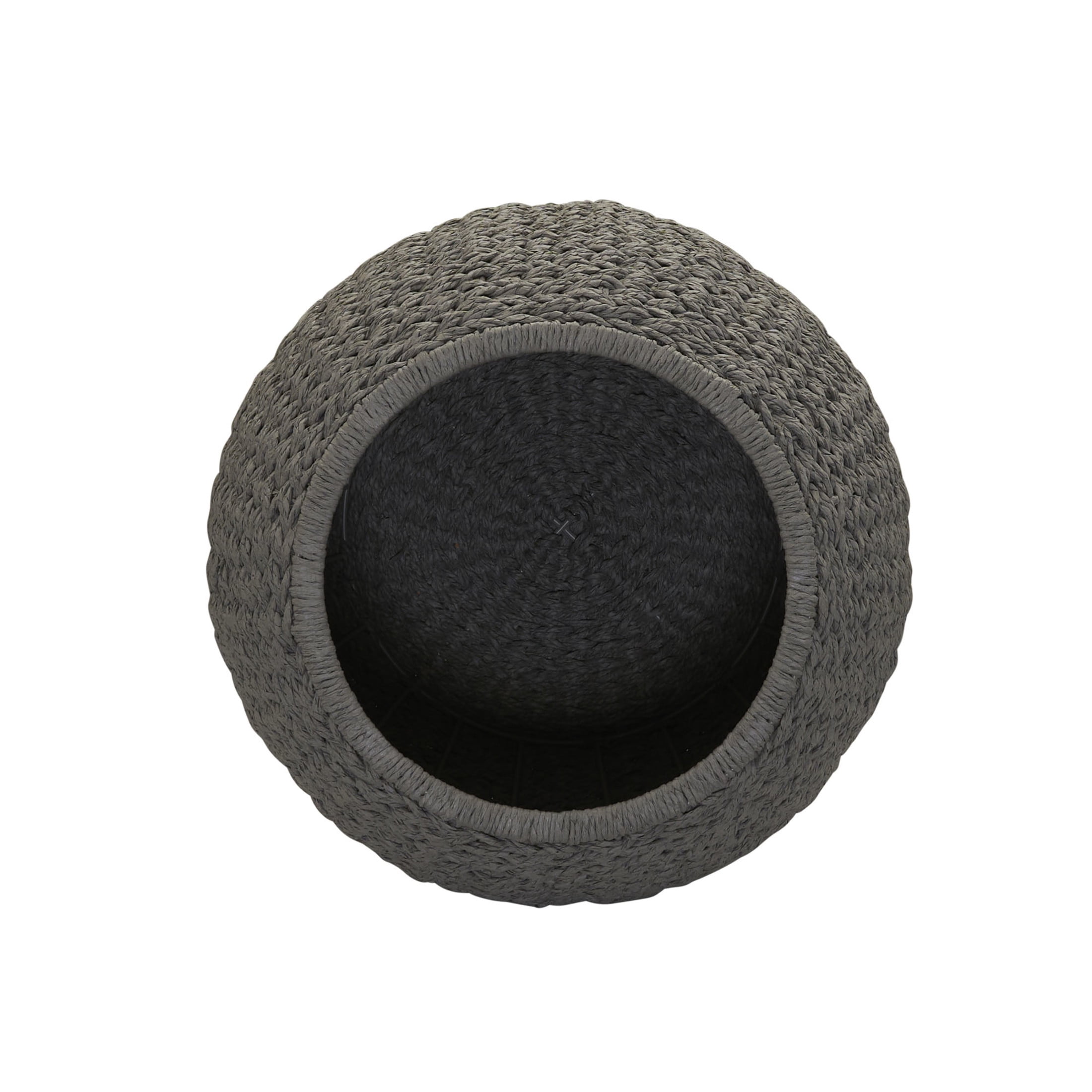Household Essentials Handwoven Paper Rope Barrel Wicker Storage Basket Side Table, Gray