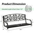 thumbnail image 3 of Costway 2-Person Metal Outdoor Porch Swing Hanging Patio Bench 485 Lbs Capacity Brown, 3 of 11