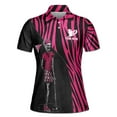 thumbnail image 2 of Custom Name Team Name Black Pink Zombie Zebra Pattern Golf Women's Polo Shirt S-5XL, 2 of 7