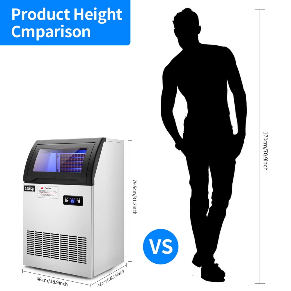 Freestanding Ice Maker Cube Machine, Stainless Steel Icemaker for Home/Kitchen/Office/Restaurant