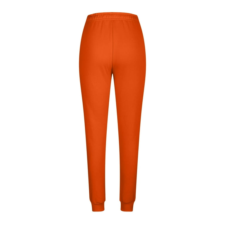 Blmnix Orange Trendy Womans Pants Sweatpants Ankle High Cuffed Workout Joggers Pants for Junior Pull On Walmart