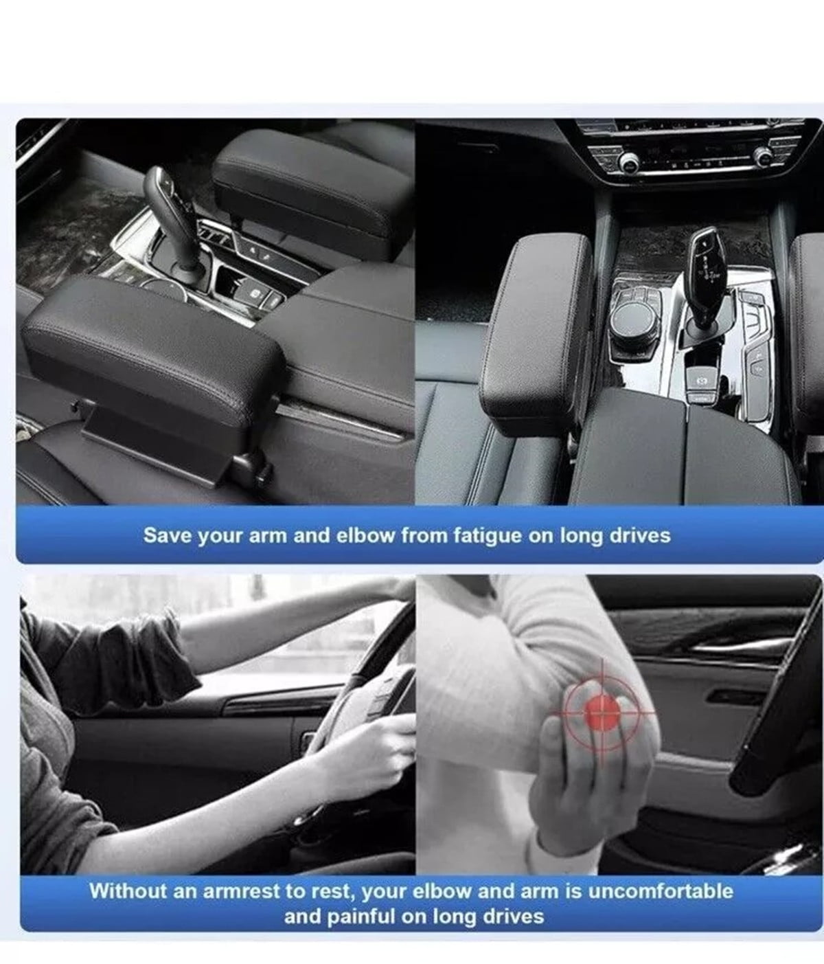 XZKING Car Armrest Support Elbow Rest Pad Armrest Extender Console Storage Organizer Universal Fit for Most Cars