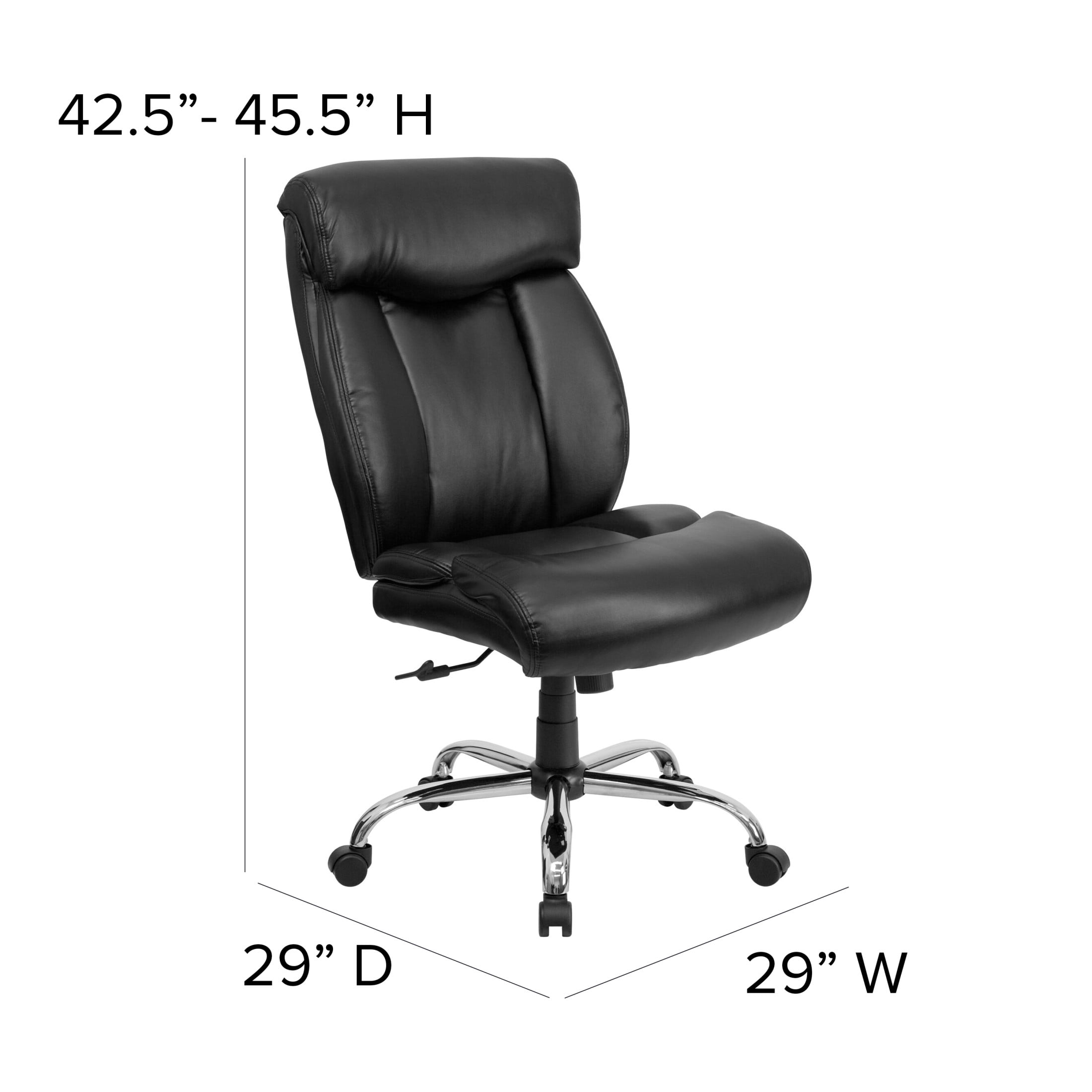 Flash Furniture Hercules Big & Tall LeatherSoft Swivel Office Chair with Full Headrest, Black