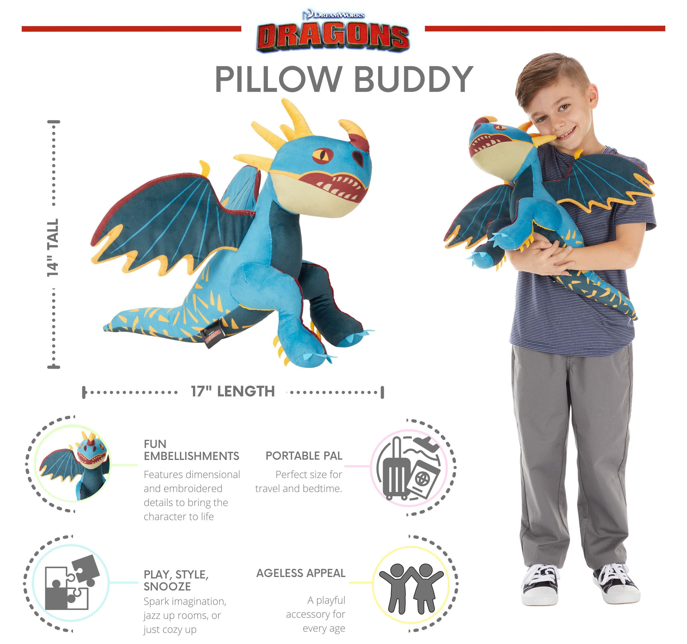 How to Train Your Dragon Stormfly Kids Plush Bedding Cuddle and Decorative Pillow Buddy