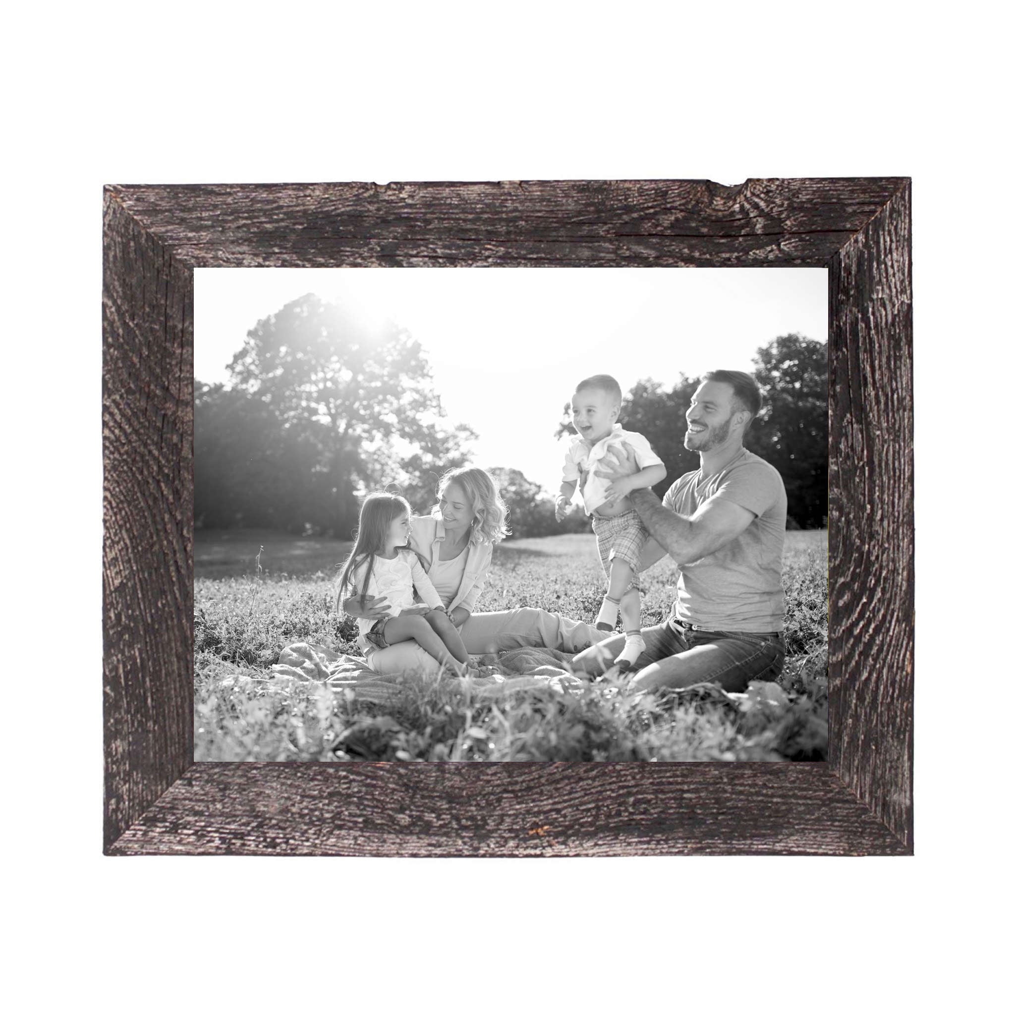 BARNWOODUSA Farmhouse 18x24 Picture Frame 1 1/2 inch Molding 100% Reclaimed Wood Rustic Smokey Black