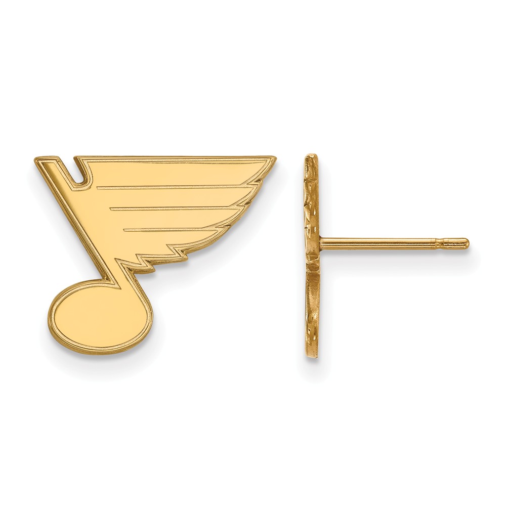 Solid 10k Yellow Gold Official NHL St. Louis Blues Small Post Studs Earrings - 13mm x 15mm - image 1 of 3