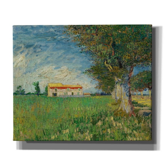 Epic Graffiti 'Farmhouse In A Wheatfield' by Vincent Van Gogh, Giclee Canvas Wall Art, 24"x20"