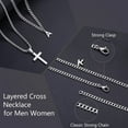thumbnail image 3 of AUNOOL Layered Cross Necklace for Men Stainless Steel Chain Cross Initial Pendant Necklace Cuban Link Chain Necklaces for Men Women Fathers Day Gifts, 3 of 6