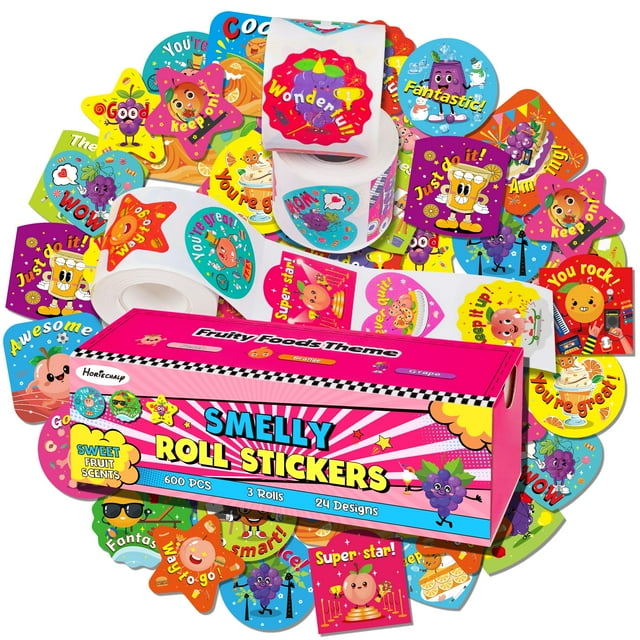 Pegatinas HORIECHALY para rascar y oler, 600 unidades, 4 cm, 3 rollos