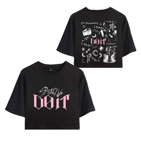 KPOP Stray Kids SKZ Do It Tracklist Print Crop T-Shirt – Women’s Graphic Short Sleeve Tee, Casual Streetwear for STAY Fans Support