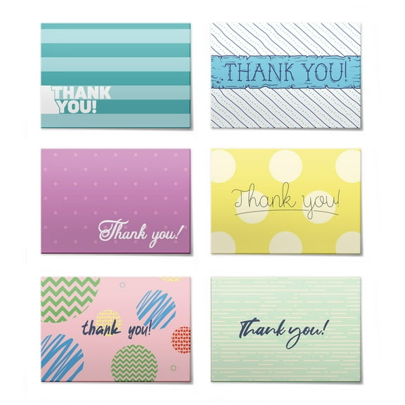 Thank You Cards Set (48pcs), Includes Blank Cards & Envelopes with Stickers, 4x6", modern design "dots-lines" perfect for any occasion