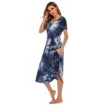 thumbnail image 4 of Women's Nightshirt Short Sleeve Plus Size Nightgown V-Neck Sleepwear Pajama Dress S-XXL, 4 of 4