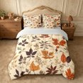 thumbnail image 3 of Erosebridal Maple Leaves Queen Bedding 7pcs,Fall Foliage Bedding Comforter Set Queen,Brown,Reversible, 3 of 6