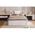 thumbnail image 6 of King Size Platform Bed Frame with Storage, White, Solid Wood & 8 Drawers - Bedroom Furniture. Includes Headboard, Slats, Easy Assembly, No Box Spring Needed, 6 of 20