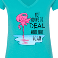 thumbnail image 4 of Inktastic Not Going to Deal with This Today Sleeping Flamingo Women's V-Neck T-Shirt, 4 of 5