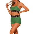 thumbnail image 4 of NOMADIC NOOK Women's Contrast Color Bikini Sets 2 Pieces High Waisted Scoop Neck Swimsuit Bathing Suit Combination Set Small Black, Army Green, 4 of 5