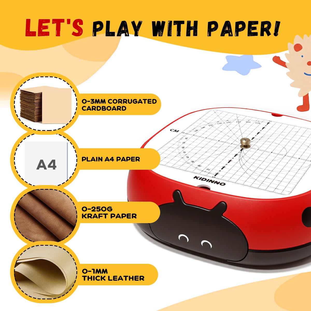 Playboda Safe Power Cardboard Cutter for Kids,Creative STEM Construction Toy for Boys & Girls，DIY Arts & Crafts，Red