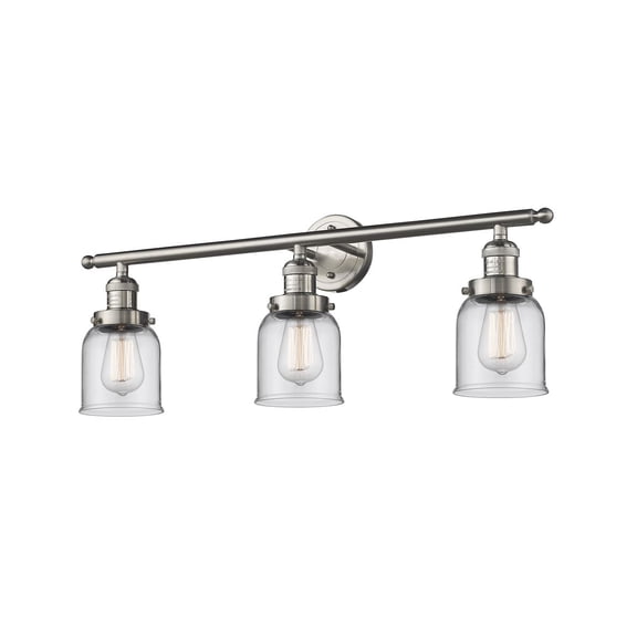 Innovations 3-LT LED Small Bell 30" Bathroom Fixture - Brushed Satin Nickel - 205-SN-G52-LED