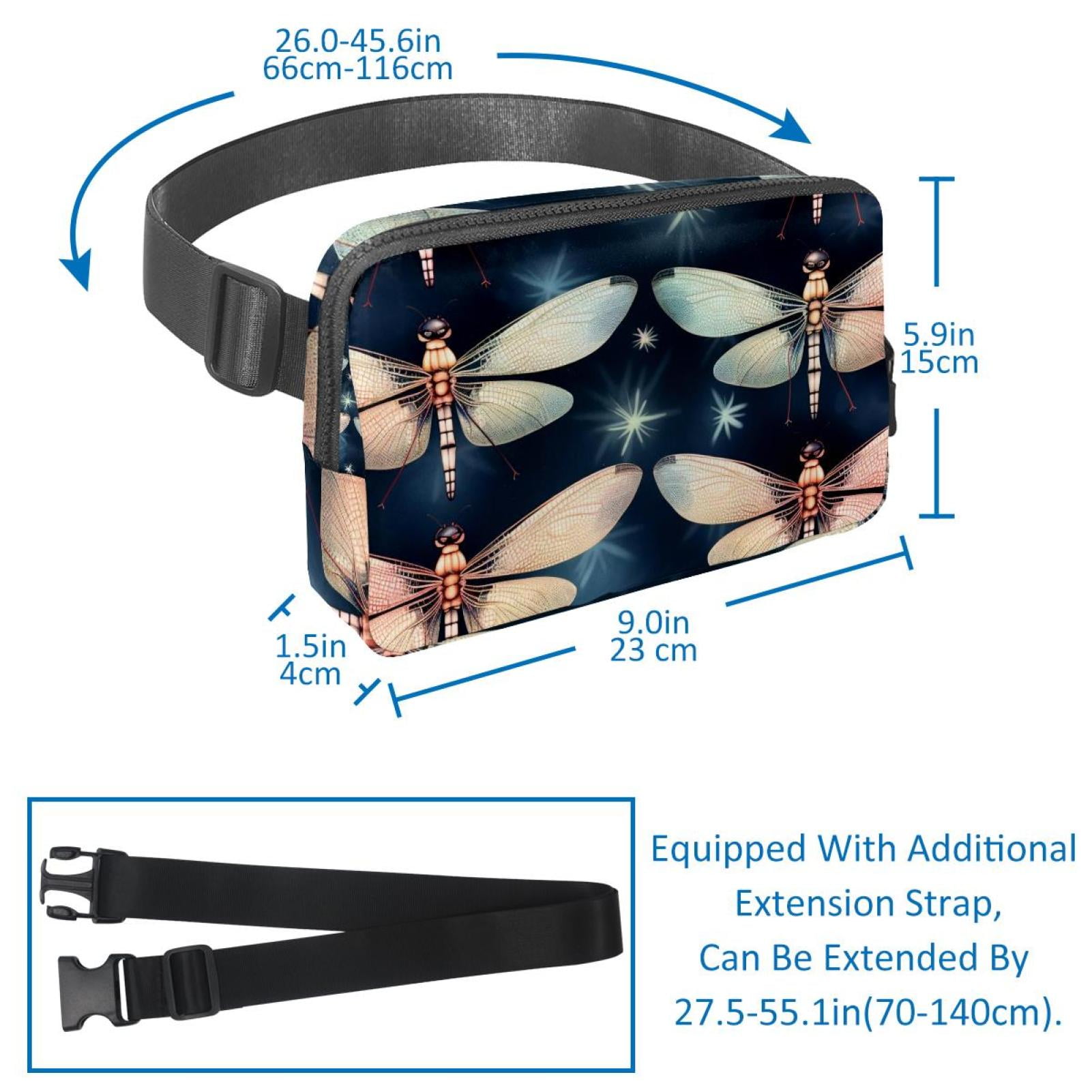 Dragonfly Running Belt Fanny Packs Waist Packs with Extension Strap Unisex Lightweight Adjustable