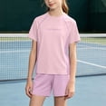 thumbnail image 7 of ITSAME Boys Girls Athletic Outfits 2-Piece Short Sleeve Top and Shorts Set Kids Quick-Dry Sportswear Pink Size 9, 7 of 7