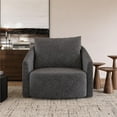 thumbnail image 2 of Novogratz Ines Round Swivel Accent Chair, Dark Gray Micro Boucle, 2 of 9