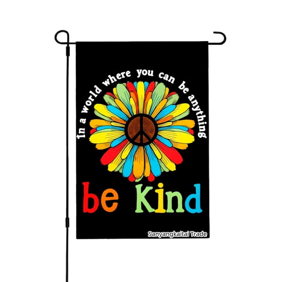 Joocar Be Kind Peace Flower Garden Flag For Spring Summer Home Outdoor Garden Yard Door Decor 12x18 Inch
