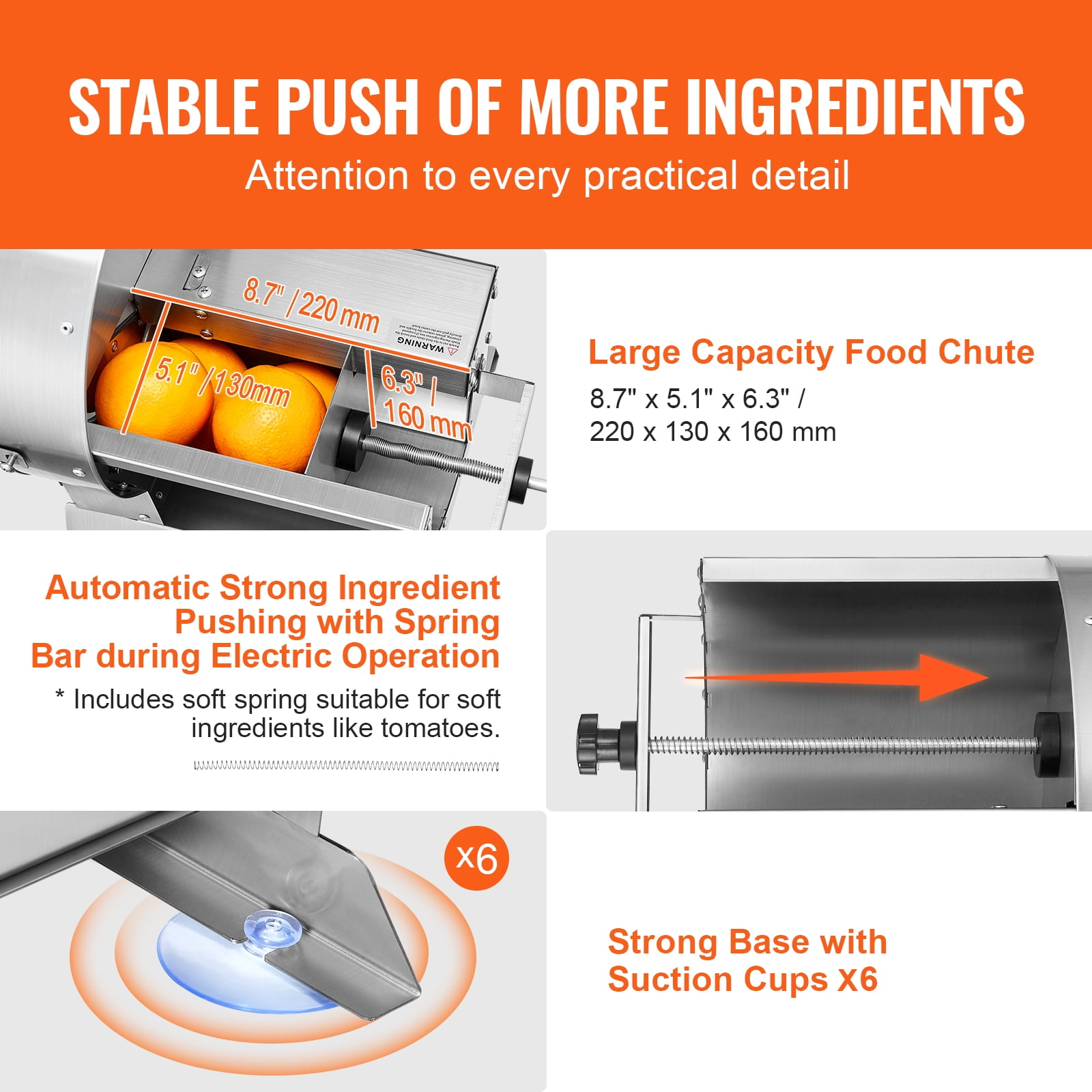 VEVOR Electric Vegetable Slicer, 0-0.5"/0-12mm Thickness Adjustable Commercial Slicer Machine, Convertible to Manual, Stainless Steel Food Cutter Slicing Machine, Large Feed Port for Potato