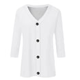 thumbnail image 6 of Delayuji Women's Long Sleeve Cardigan Button Down Solid Color Fashion Casual 3/4 Sleeves Cardigans Sweater For Women, 6 of 7
