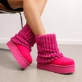 thumbnail image 6 of GJPBGK Women’s Warm Fuzzy Knit Mid-Calf Winter Snow Boots Cozy Outdoor Footwear Platform Flat Comfort Outdoor Winter Fashion Boots, 6 of 8