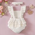 thumbnail image 5 of Hicidod Baby Onesie For Girls Ruffle Solid Color Romper Dress Short Sleeve Floral Bodysuit Jumpsuit Summer Outfit With Headband, 5 of 7