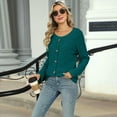 thumbnail image 6 of Womens - Sweaters 2025 Long Sleeve Henley Shirt Fall Casual Crewneck Tunic Tops  Blue L, 6 of 8
